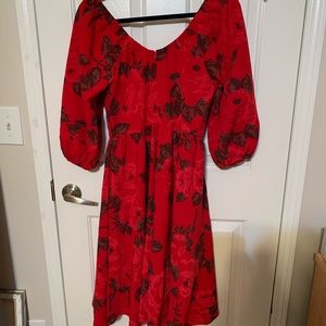 Red Roses Vixen vacation dress by Micheline Pitt, NWT, medium. Never worn.
